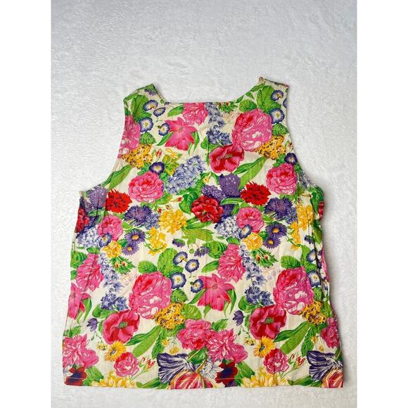VNTG Passports Pier 1 Imports Floral Tank Blouse 90s Cottage Feminine sz M - Picture 3 of 9
